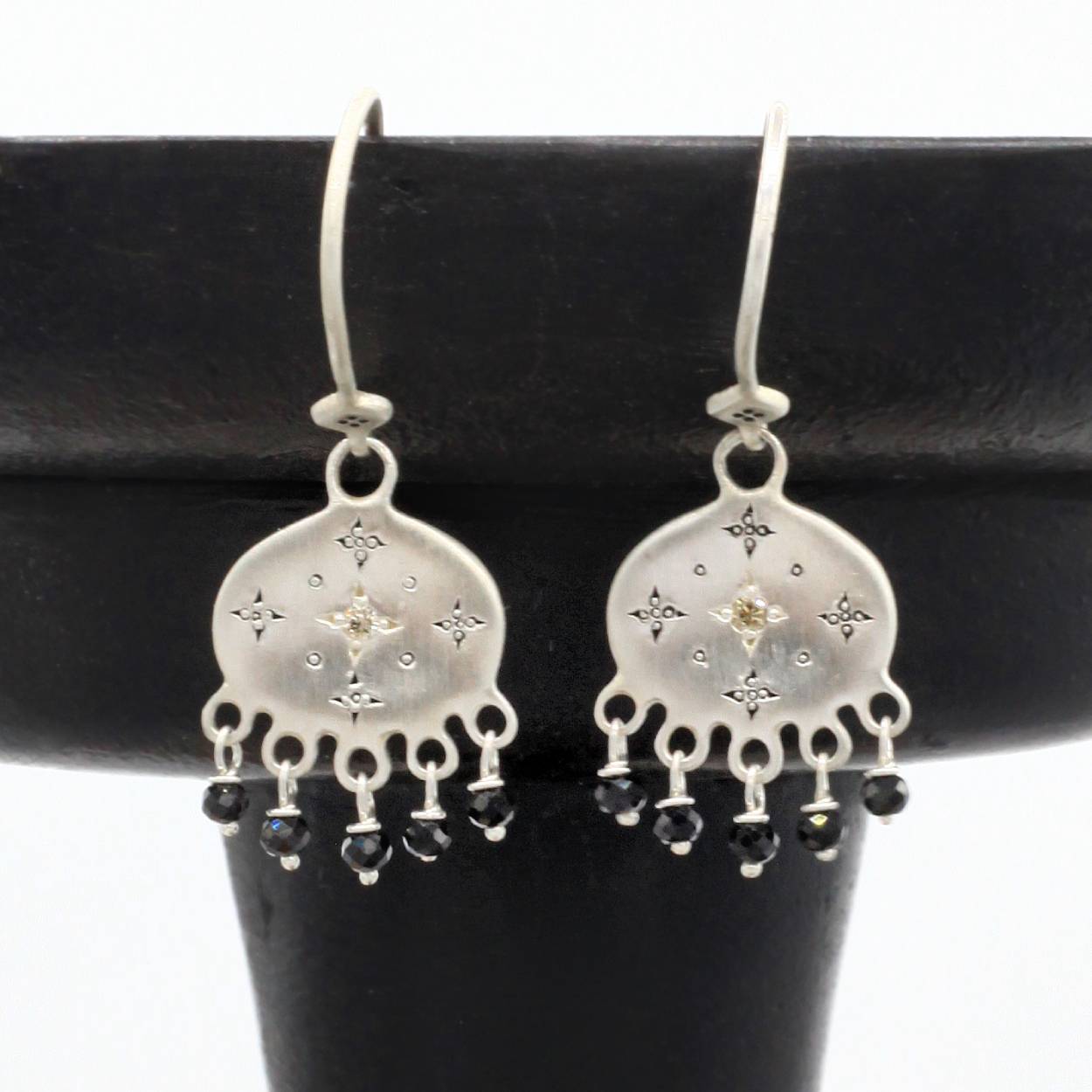 Adel Chefridi Studio | Diamond + Black Spinel Beaded "New Moon" Earrings | Firecracker
