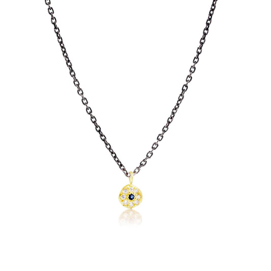 Adel Chefridi Studio | Diamond + Blue Sapphire 18k Gold Charm Necklace | Firecracker