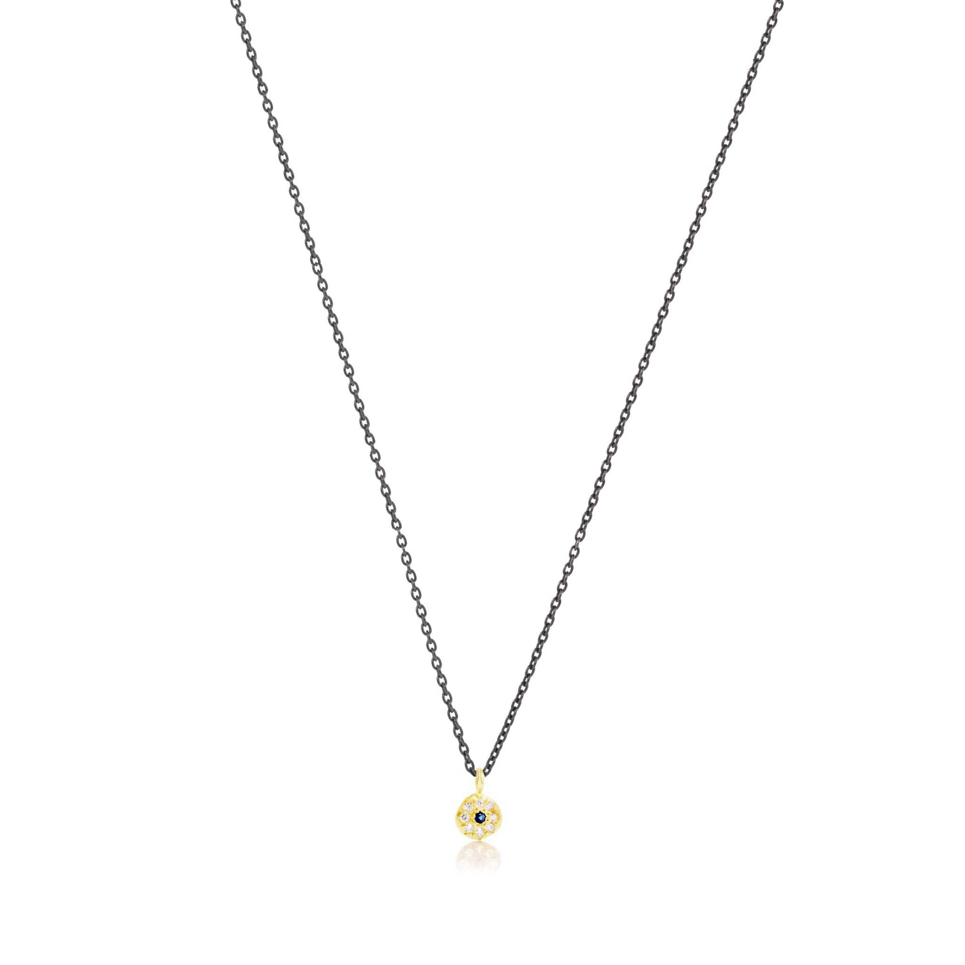 Adel Chefridi Studio | Diamond + Blue Sapphire 18k Gold Charm Necklace | Firecracker