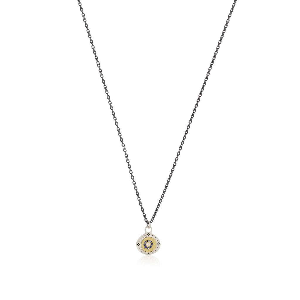 Adel Chefridi Studio | Diamond + Blue Sapphire 18k Gold "Seeds of Harmony" Charm Necklace | Firecracker