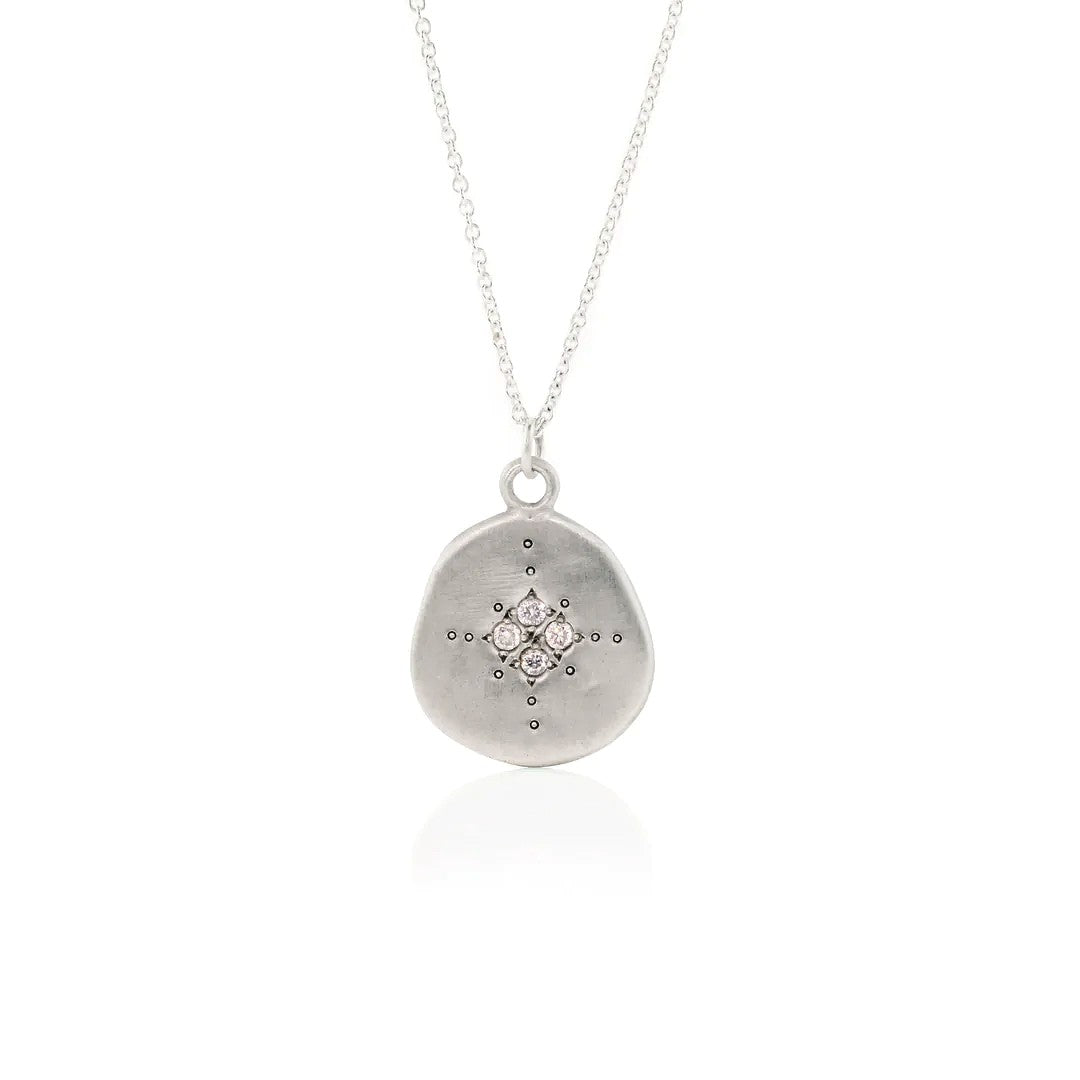 Adel Chefridi Studio | Diamond + Sterling Silver Organic Four Star Pendant Necklace | Firecracker