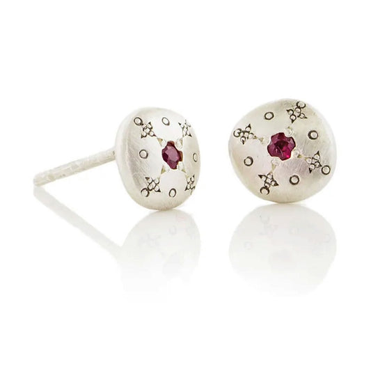 Adel Chefridi Studio | Ruby + Sterling "Silver Light" Charm Studs | Firecracker