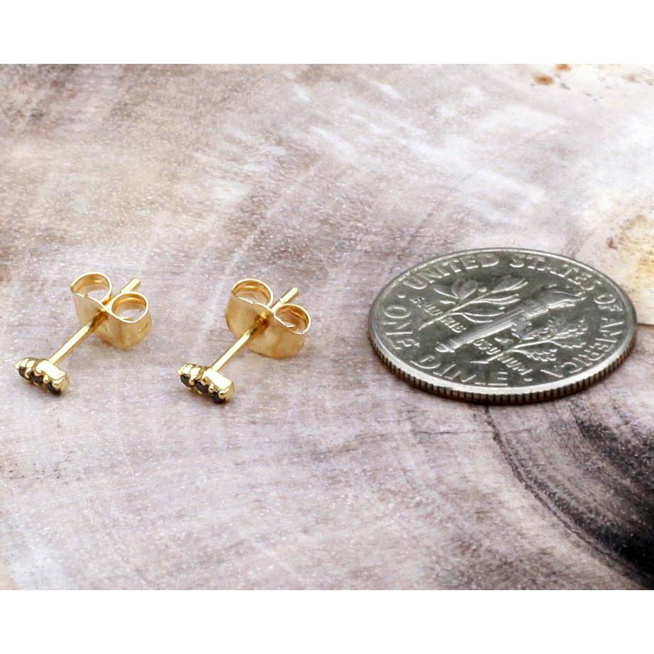 Aili Jewelry | Black Diamond + 14k Gold Stud Earrings | Firecracker
