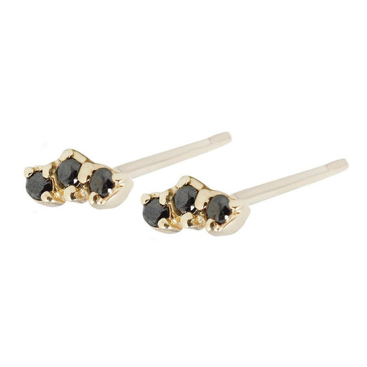Aili Jewelry | Black Diamond + 14k Gold Stud Earrings | Firecracker