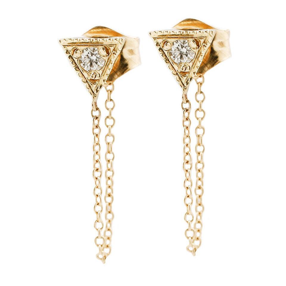 Aili Jewelry | Gaia Diamond + 14k Gold Chain Earrings | Firecracker