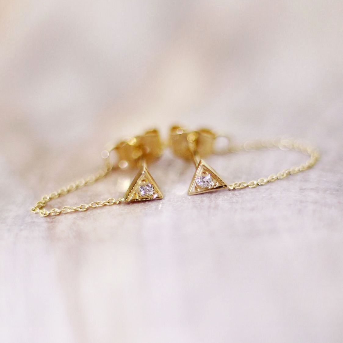 Aili Jewelry | Gaia Diamond + 14k Gold Chain Earrings | Firecracker