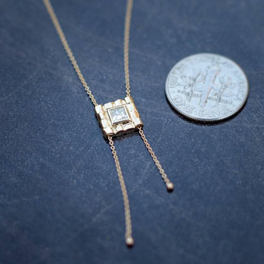 Aili Jewelry | Pebble Diamond + 14K Gold Pendant Necklace | Firecracker