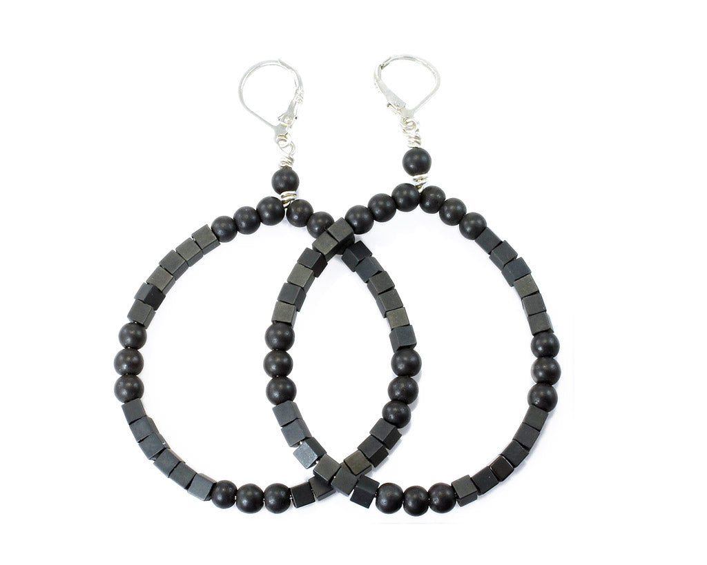 Ann Lightfoot | Hematite Hoop Earrings | Slate Grey | Firecracker