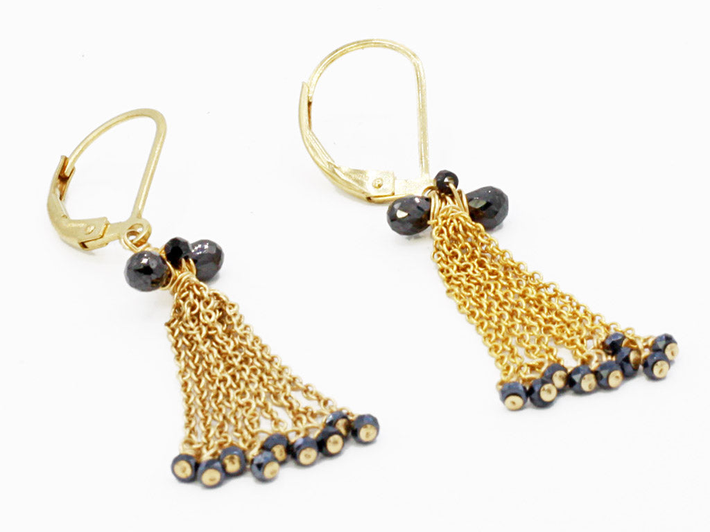 Dana Kellin Jewelry | Black Spinel Bow Dangle Earrings | Firecracker