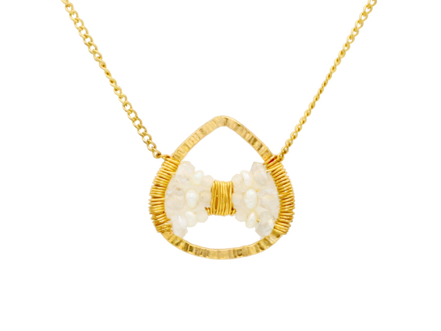 Dana Kellin Jewelry | Crystal + Pearl Bow Pendant Necklace | Firecracker