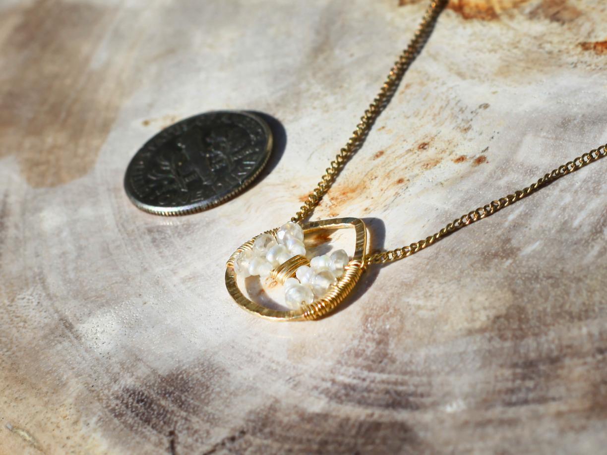 Dana Kellin Jewelry | Crystal + Pearl Bow Pendant Necklace | Firecracker