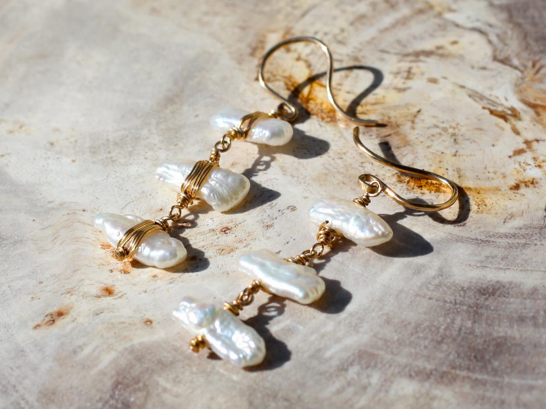 Dana Kellin Jewelry | Freshwater Pearl Trio Earrings | Firecracker