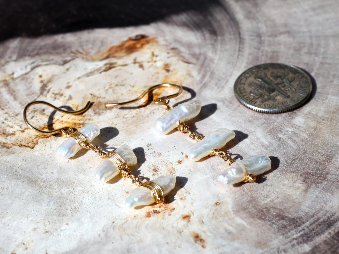 Dana Kellin Jewelry | Freshwater Pearl Trio Earrings | Firecracker