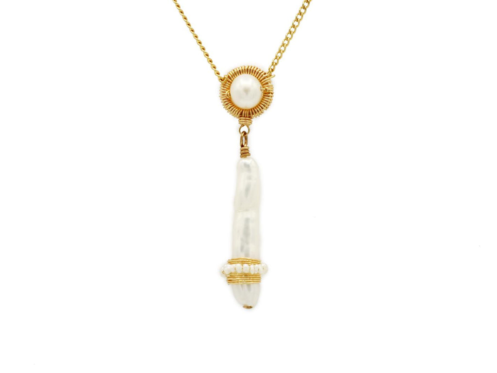 Dana Kellin Jewelry | Wrapped Freshwater Pearl Pendant Necklace | Firecracker