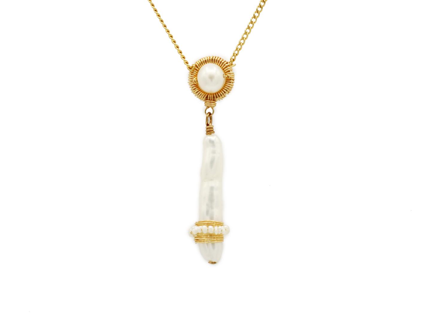 Dana Kellin Jewelry | Wrapped Freshwater Pearl Pendant Necklace | Firecracker