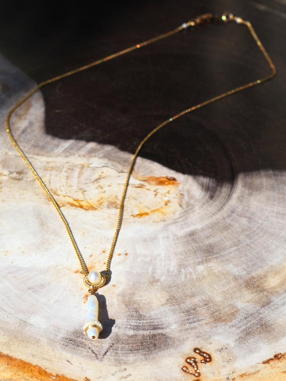 Dana Kellin Jewelry | Wrapped Freshwater Pearl Pendant Necklace | Firecracker