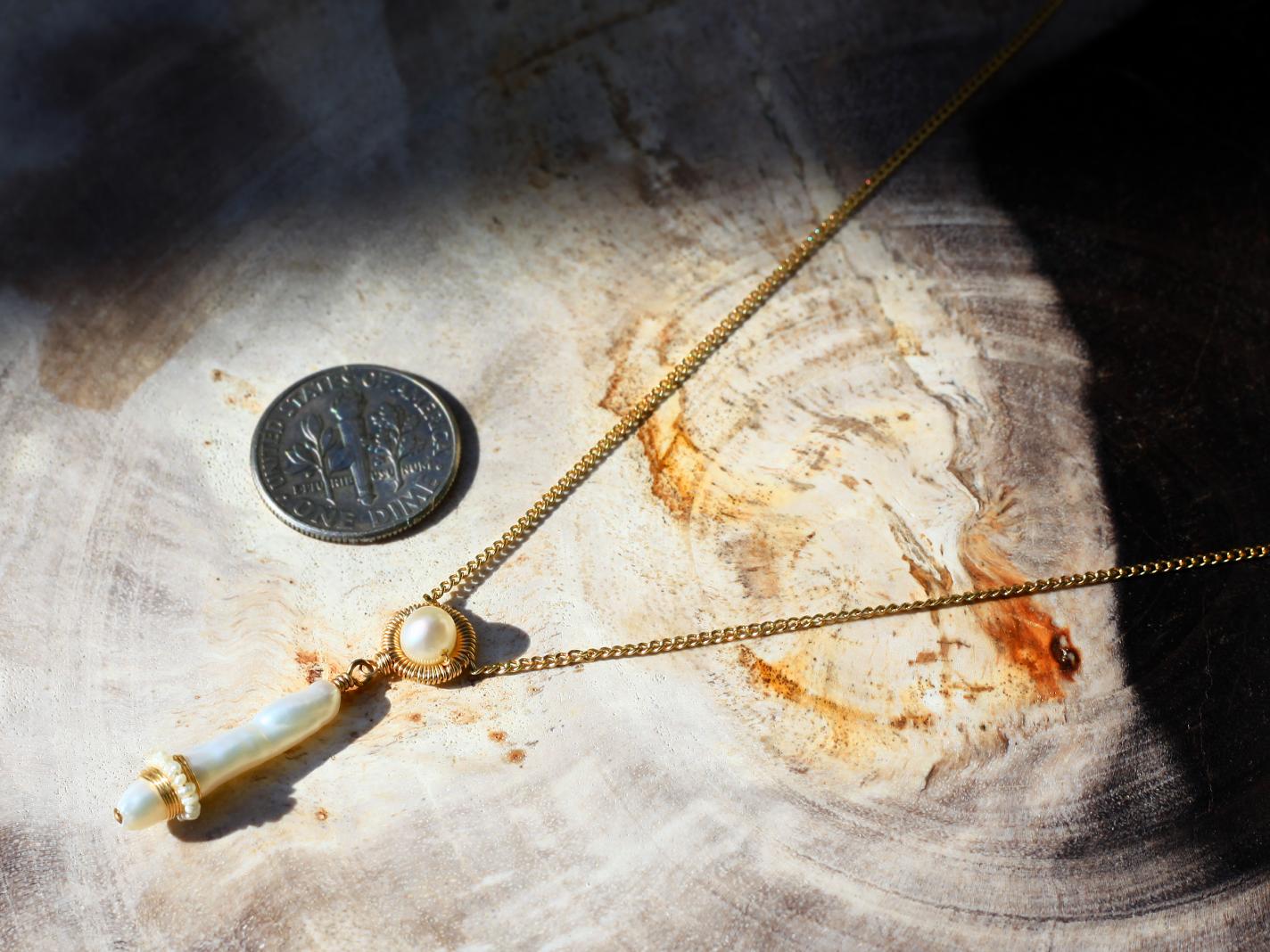 Dana Kellin Jewelry | Wrapped Freshwater Pearl Pendant Necklace | Firecracker