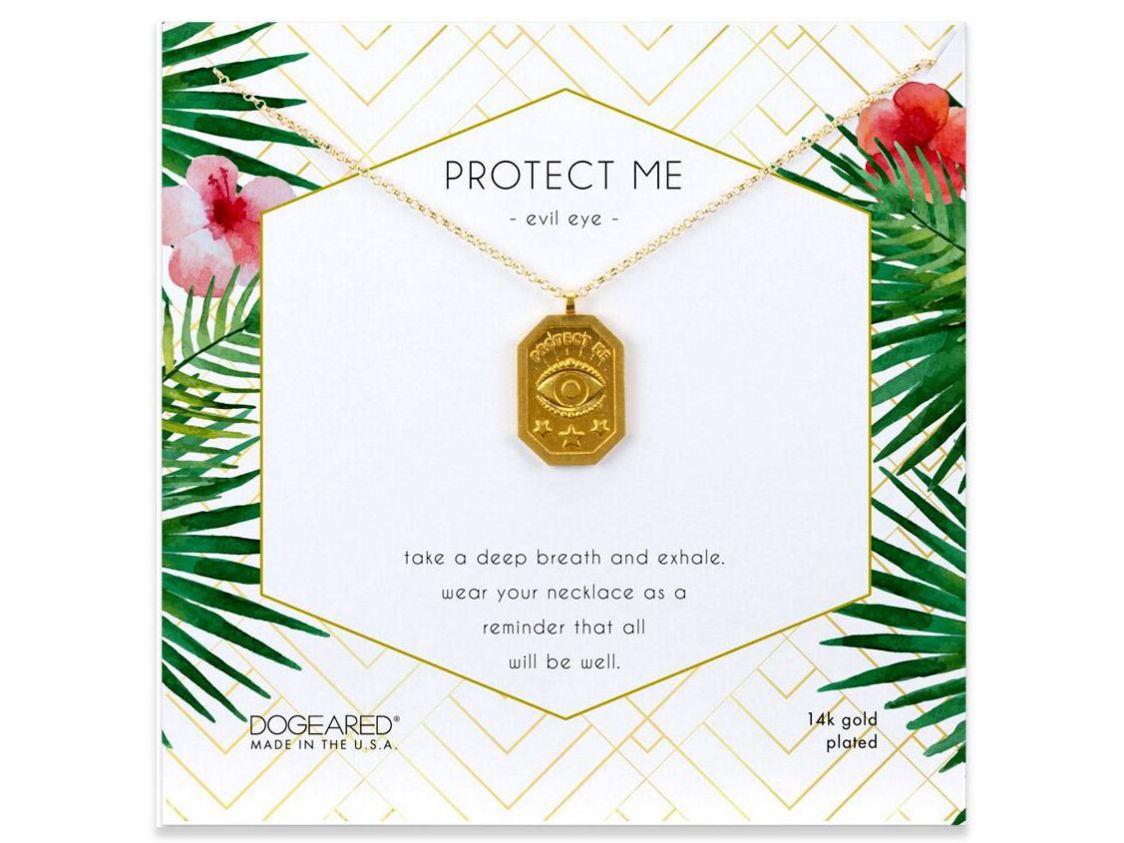 "Protect Me" Evil Eye Tablet Necklace