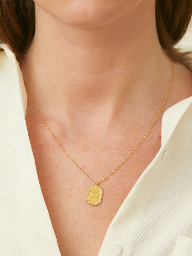 Dogeared | "Protect Me" Evil Eye Tablet Necklace | Firecracker