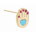 Scosha | Hamsa Gemstone + 14K Gold Stud Earring | Firecracker