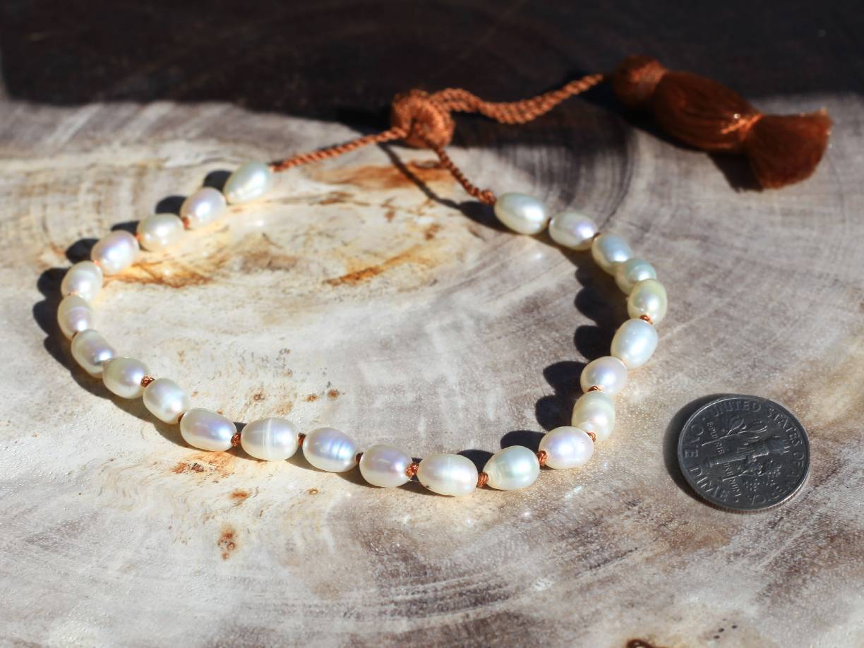 Lena Skadegard Jewels | Freshwater Oval Pearl Tassel Bracelet | Firecracker
