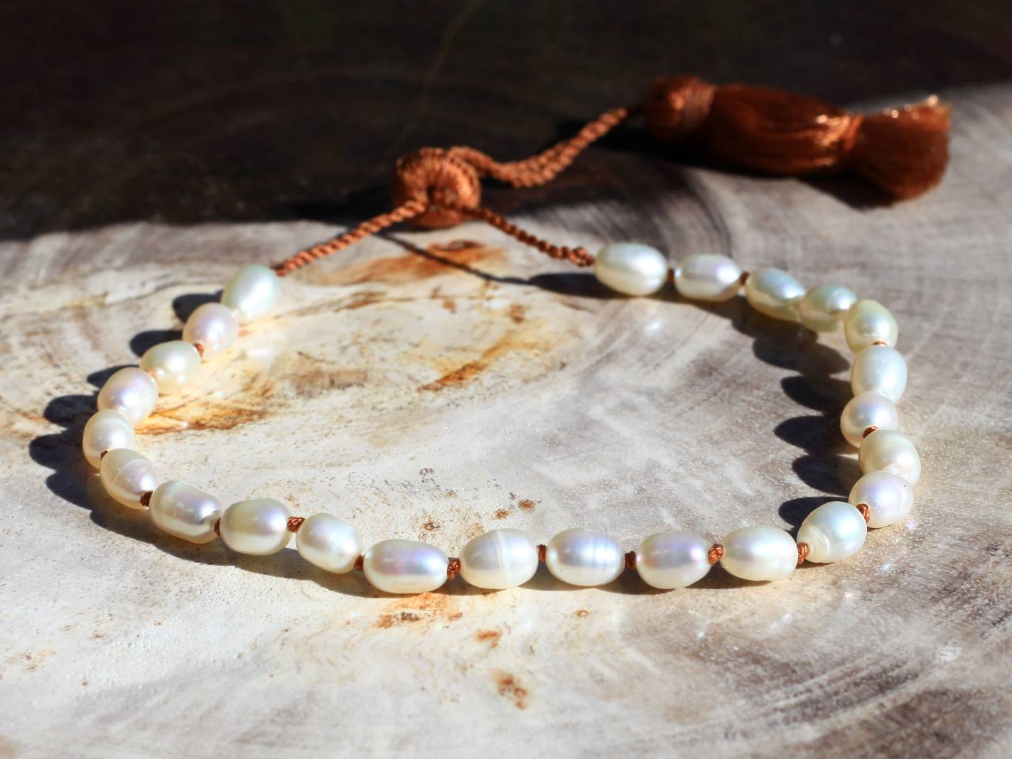 Lena Skadegard Jewels | Freshwater Oval Pearl Tassel Bracelet | Firecracker