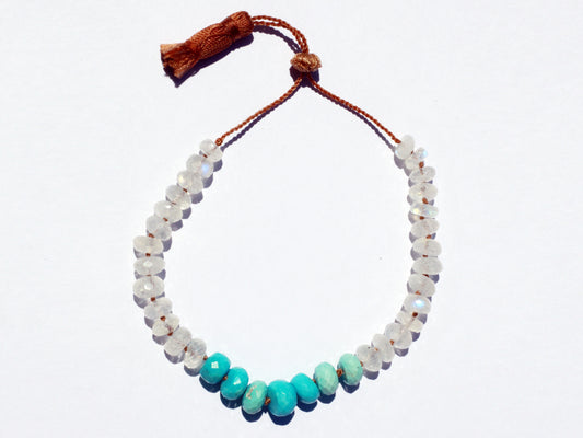 Lena Skadegard Jewels | Moonstone + Turquoise Tassel Bracelet | Firecracker
