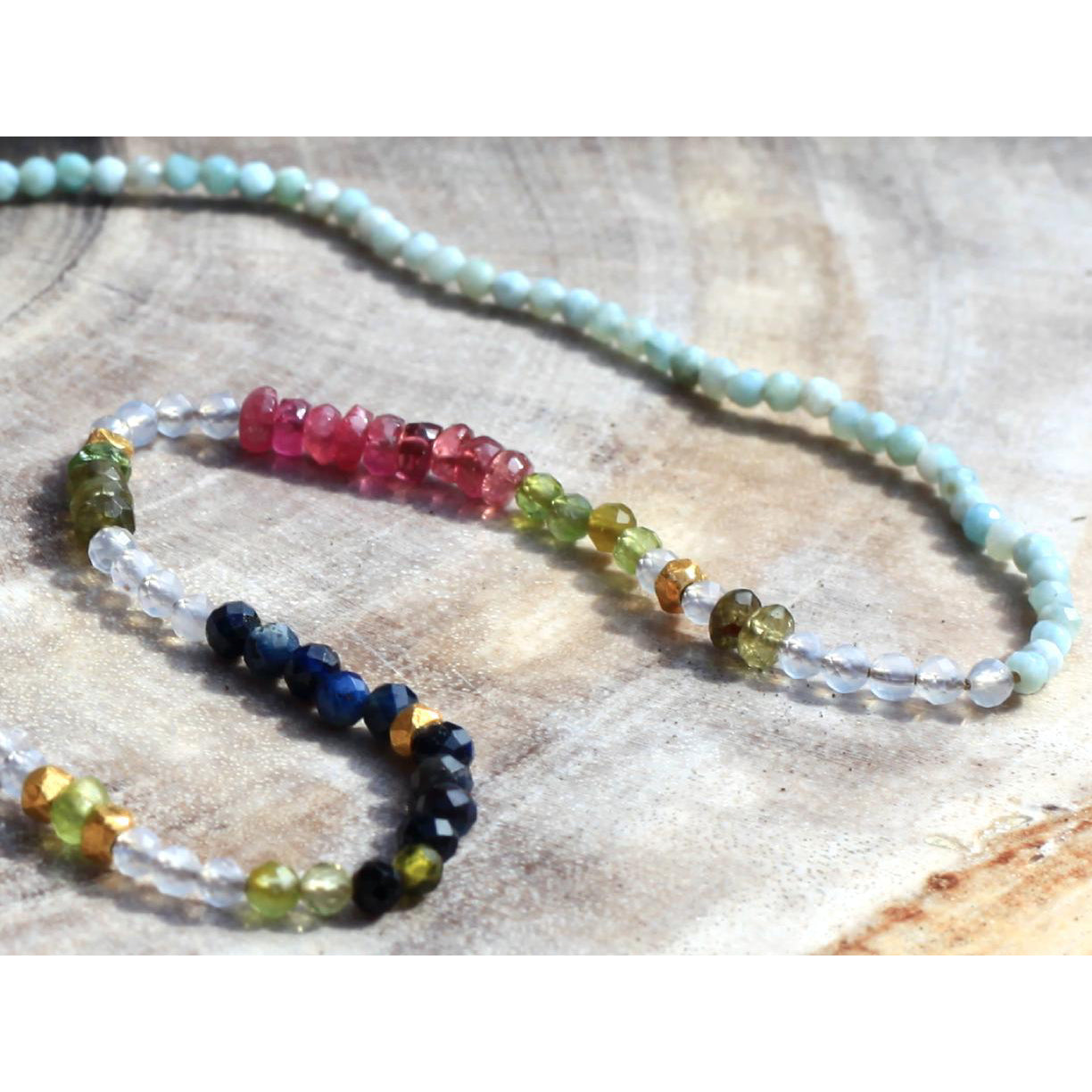 Lena Skadegard Jewels | Tourmaline, Sapphire + Larimar 18k Gold Necklace | Firecracker