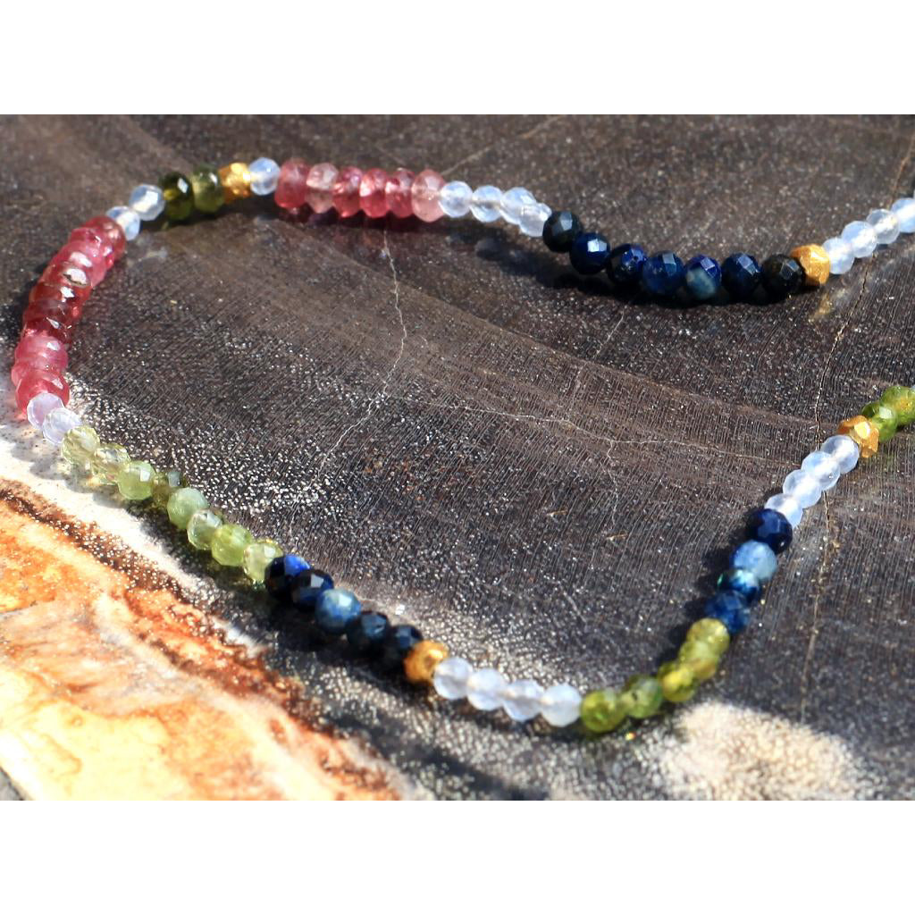 Lena Skadegard Jewels | Tourmaline, Sapphire + Larimar 18k Gold Necklace | Firecracker