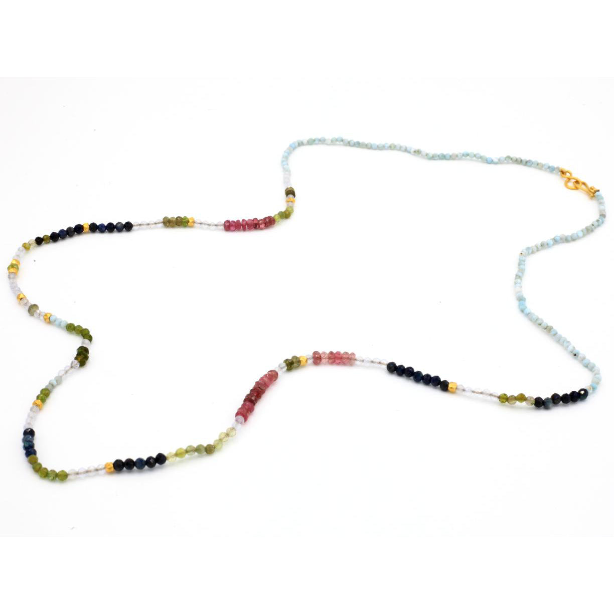 Lena Skadegard Jewels | Tourmaline, Sapphire + Larimar 18k Gold Necklace | Firecracker