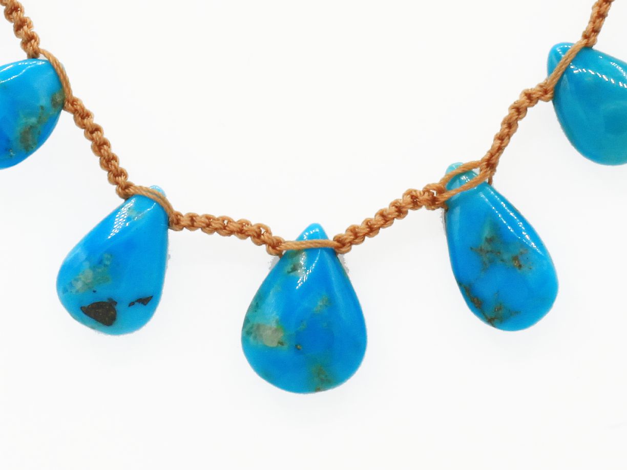 Lena Skadegard Jewels | Turquoise Teardrop Macrame Necklace | Firecracker