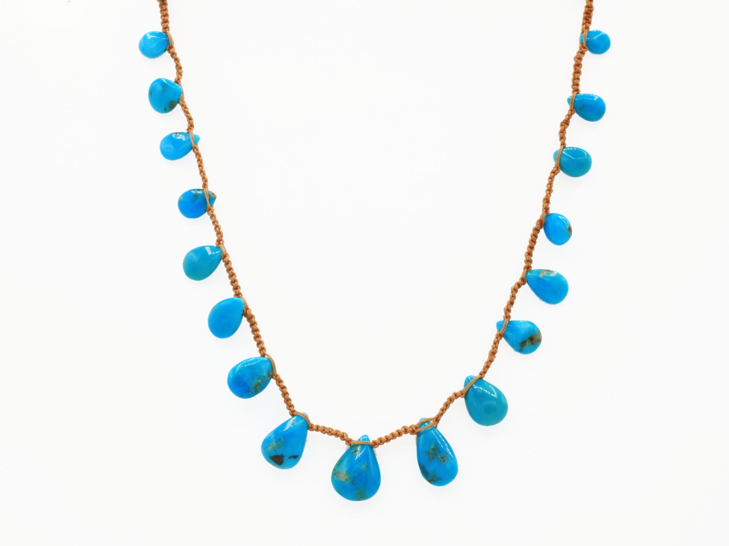 Lena Skadegard Jewels | Turquoise Teardrop Macrame Necklace | Firecracker