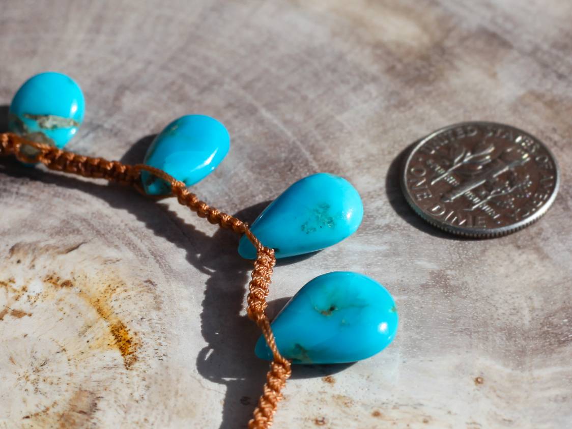 Lena Skadegard Jewels | Turquoise Teardrop Macrame Necklace | Firecracker