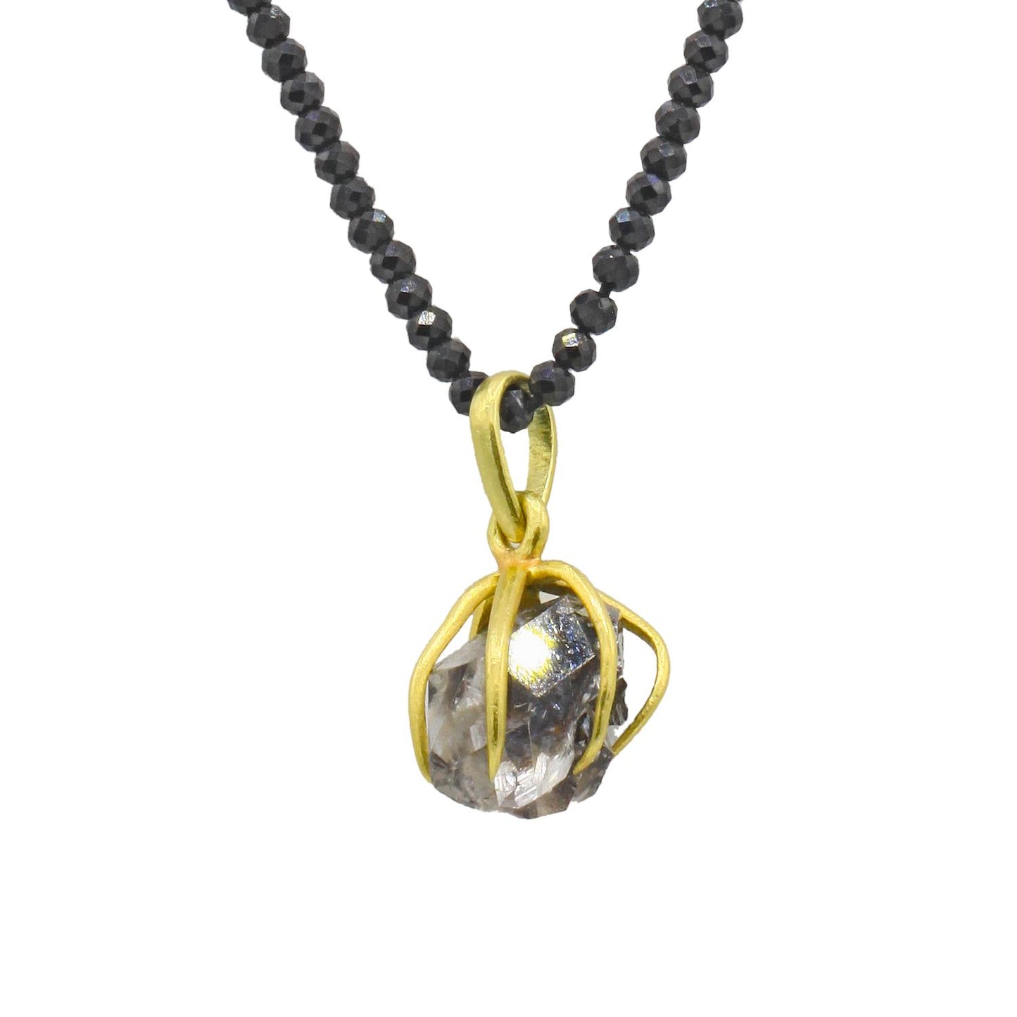 Lena Skadegard Jewels | Herkimer Diamond + Black Spinel 9k Gold Clasp Necklace | Firecracker