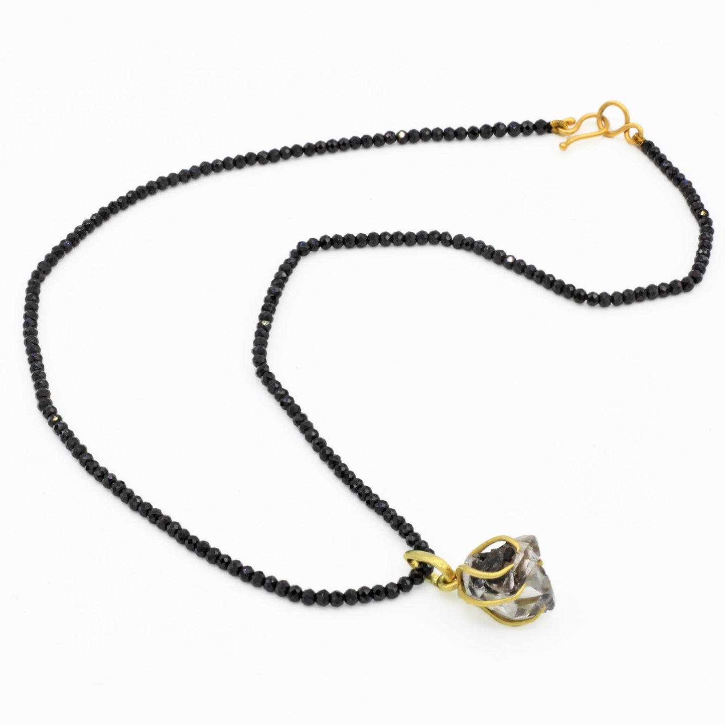 Lena Skadegard Jewels | Herkimer Diamond + Black Spinel 9k Gold Clasp Necklace | Firecracker