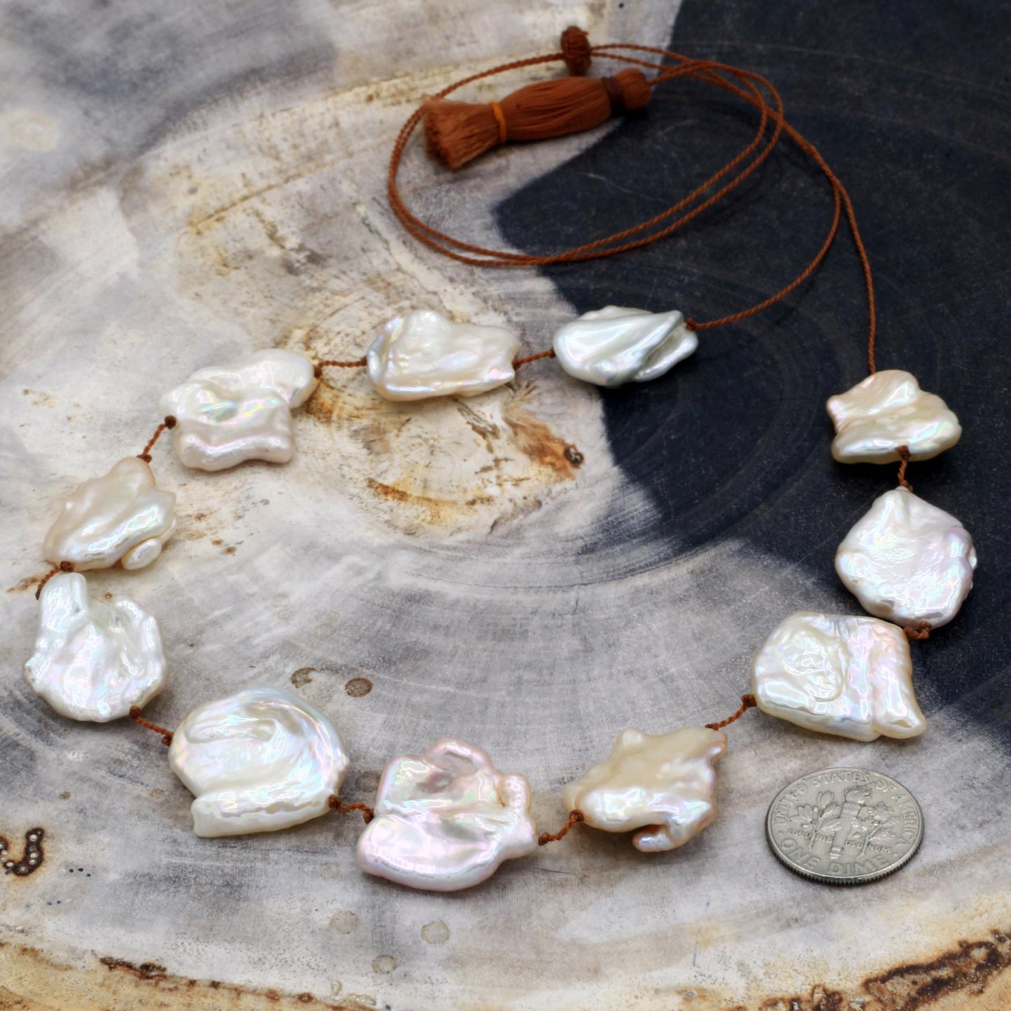 Lena Skadegard Jewelry | Floating Baroque Pearl Necklace | Firecracker