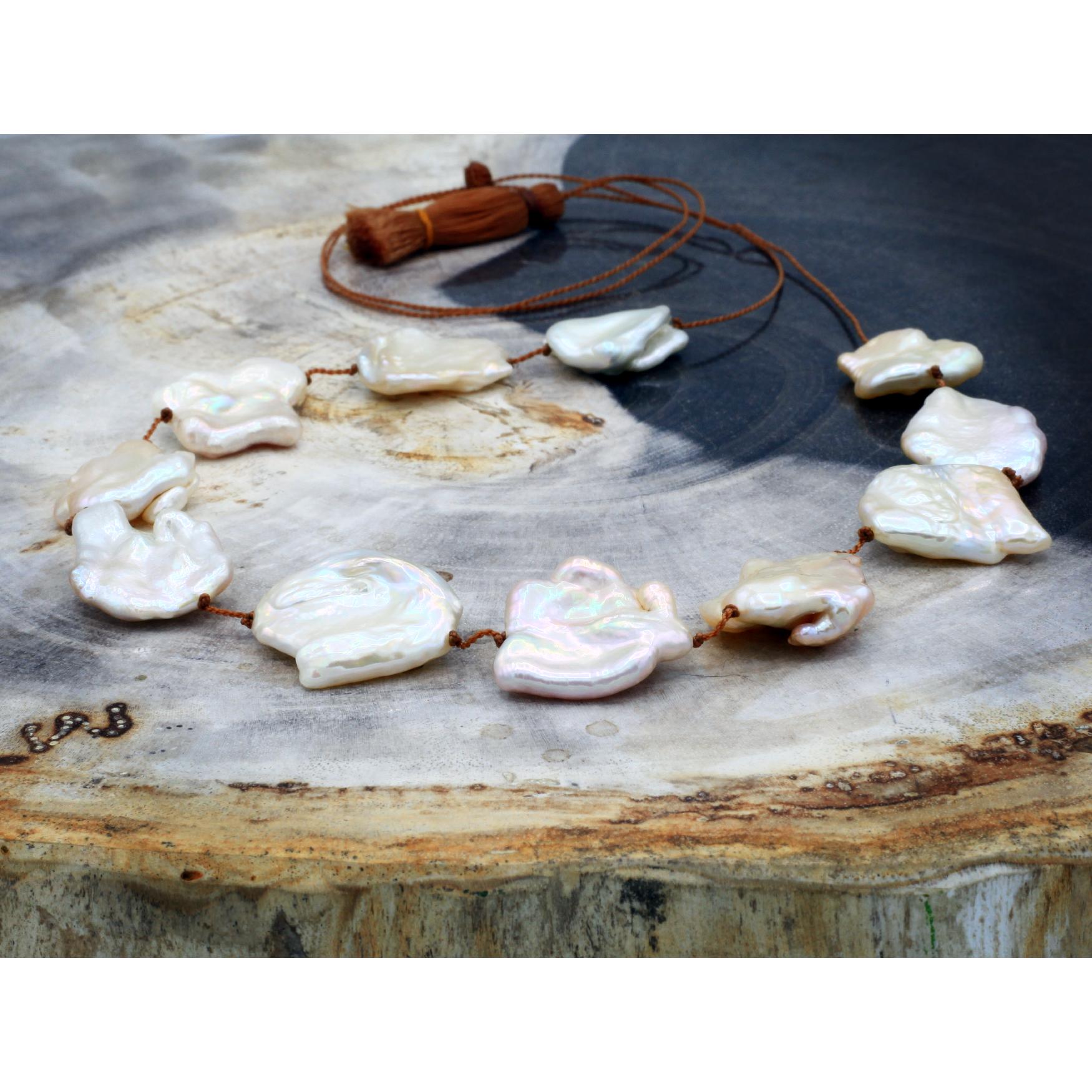 Lena Skadegard Jewelry | Floating Baroque Pearl Necklace | Firecracker