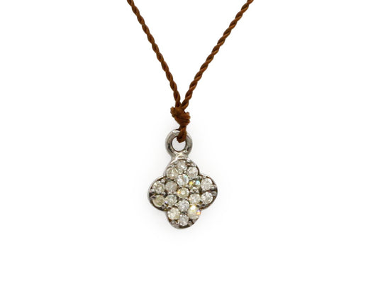 Margaret Solow Jewelry | Pave Diamond Clover + Sterling Silver Necklace | Firecracker