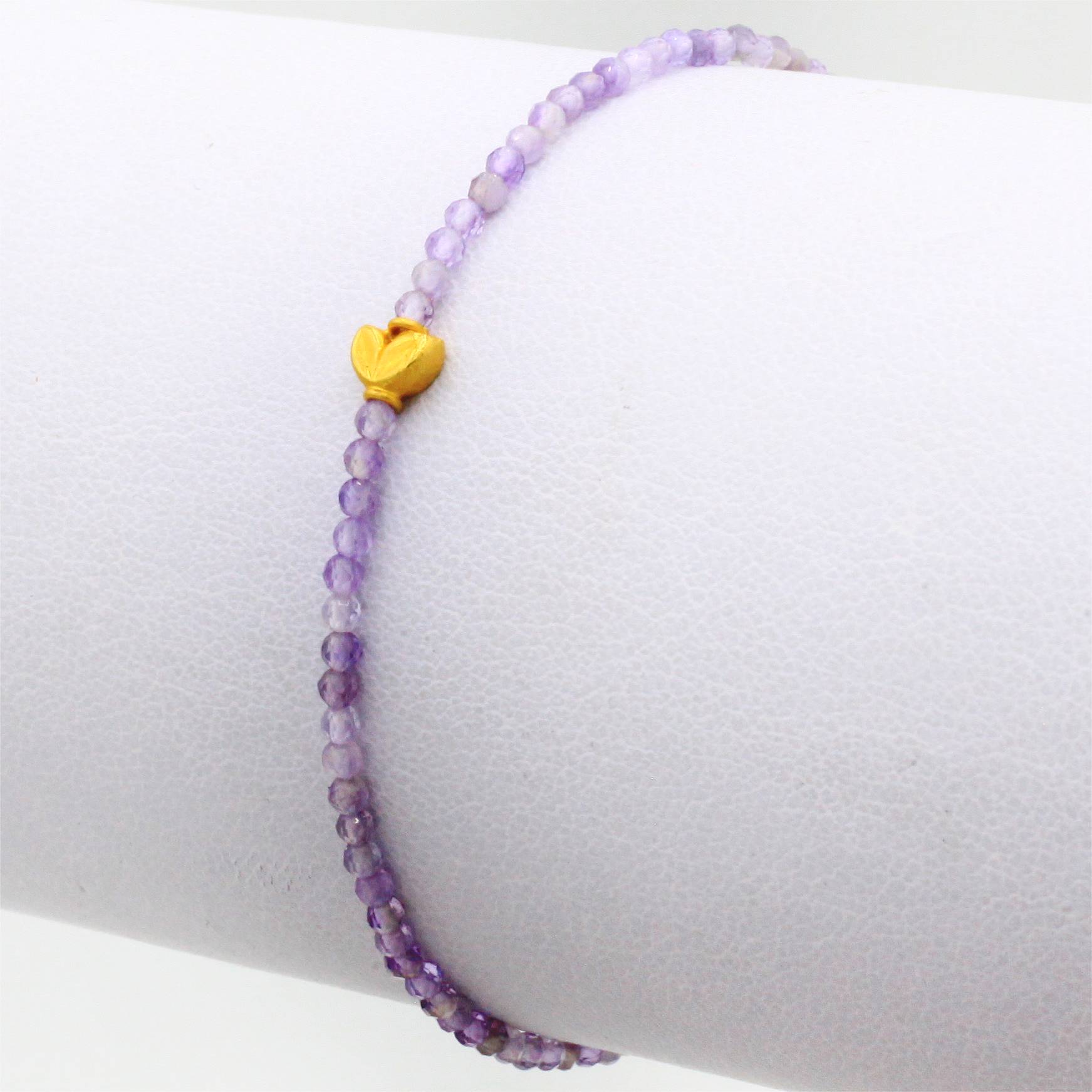 Margaret Solow Jewelry | Amethyst + 18k Gold Beaded Bracelet | Firecracker