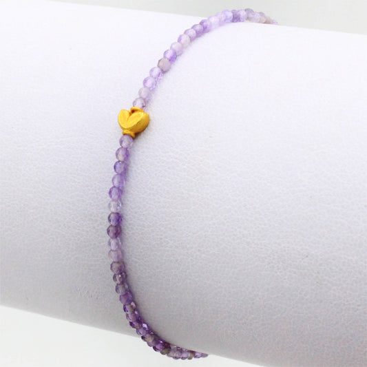 Margaret Solow Jewelry | Amethyst + 18k Gold Beaded Bracelet | Firecracker