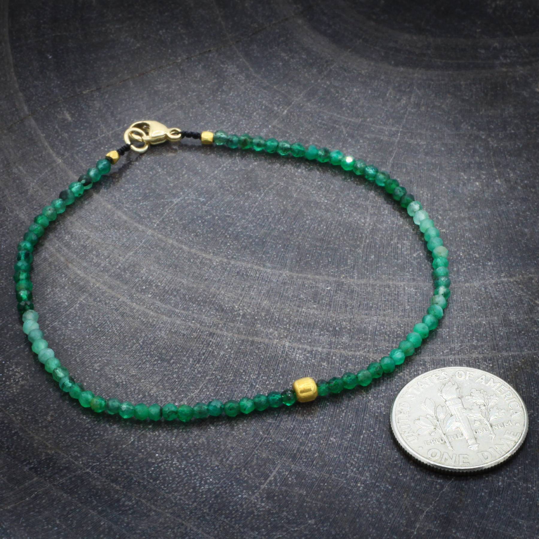 Margaret Solow Jewelry | Emerald + 18k Gold Beaded Bracelet | Firecracker