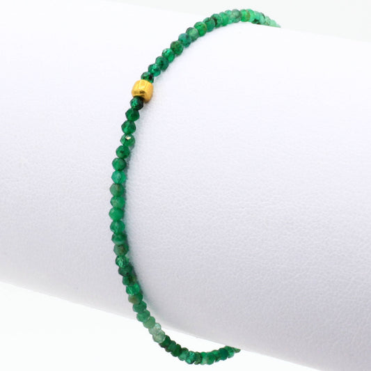 Margaret Solow Jewelry | Emerald + 18k Gold Beaded Bracelet | Firecracker