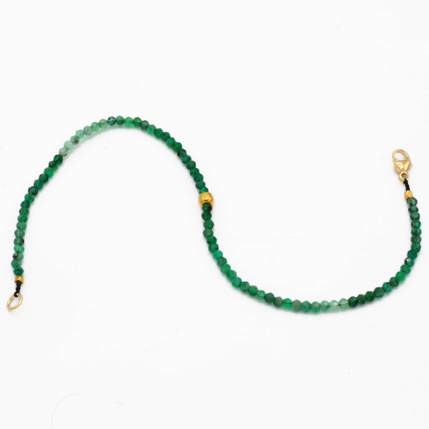 Margaret Solow Jewelry | Emerald + 18k Gold Beaded Bracelet | Firecracker