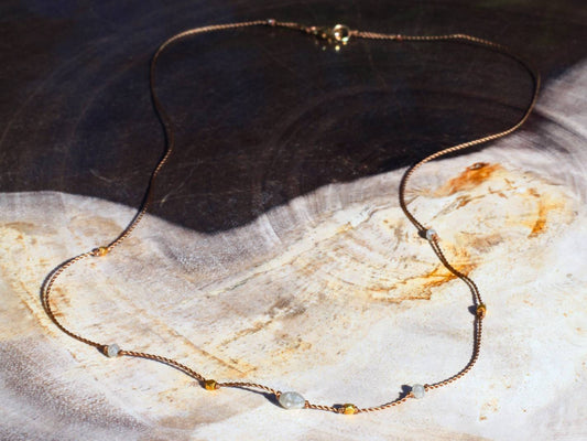 Margaret Solow Jewelry | Black Diamond + 18k Gold Necklace | Firecracker
