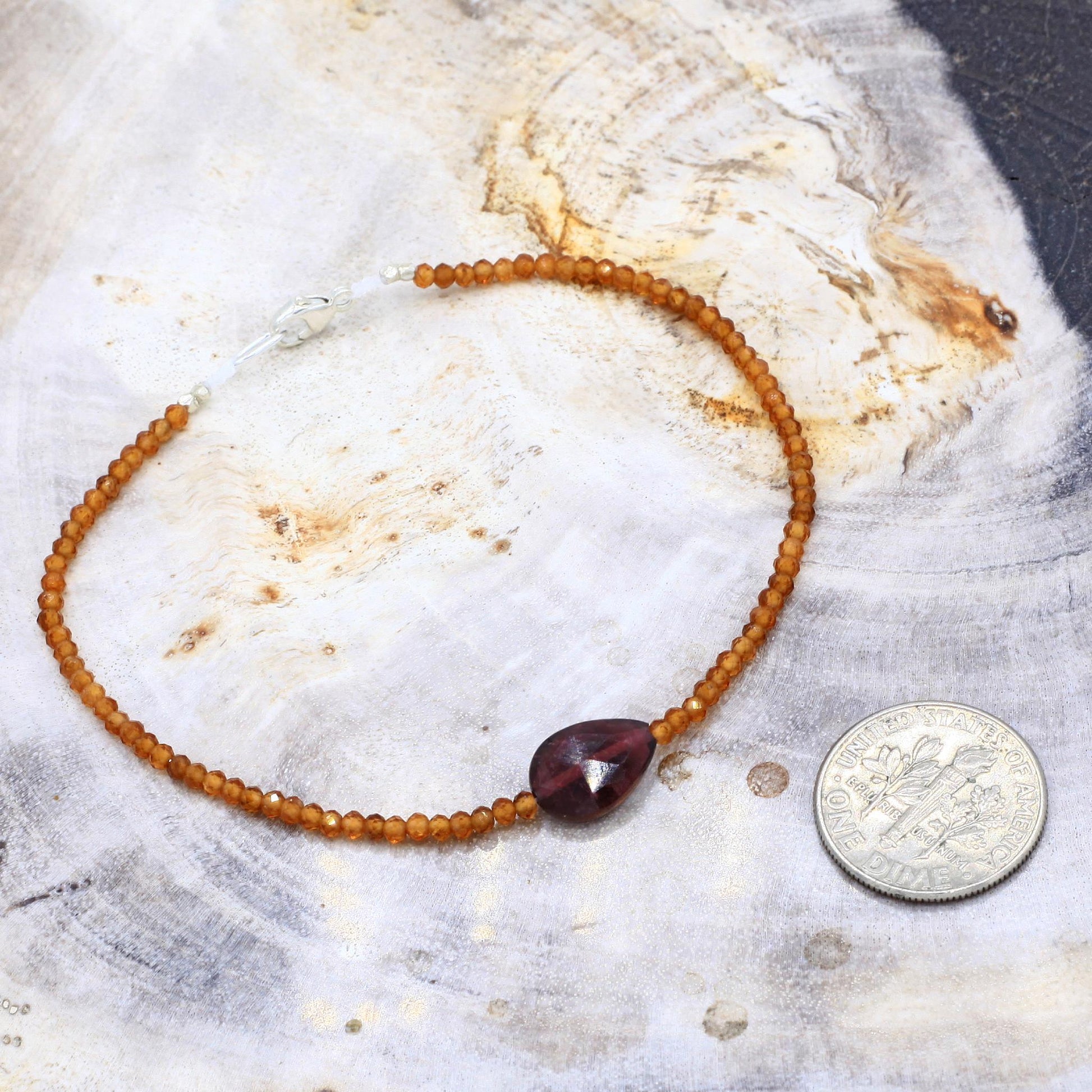 Margaret Solow Jewelry | Hessonite Garnet + Tourmaline Beaded Bracelet | Firecracker