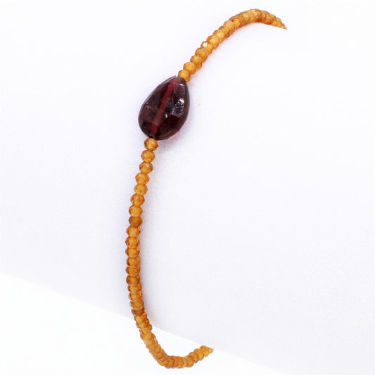 Margaret Solow Jewelry | Hessonite Garnet + Tourmaline Beaded Bracelet | Firecracker