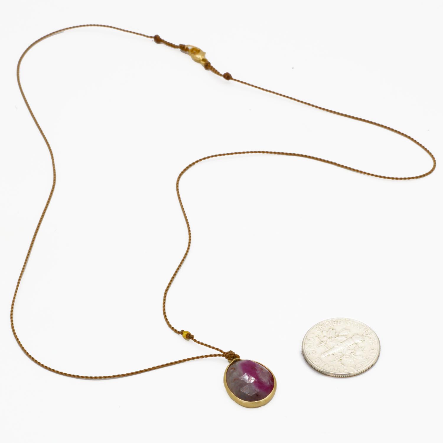 Margaret Solow Jewelry | Opaque Ruby + 14k Gold Drop Necklace | Firecracker