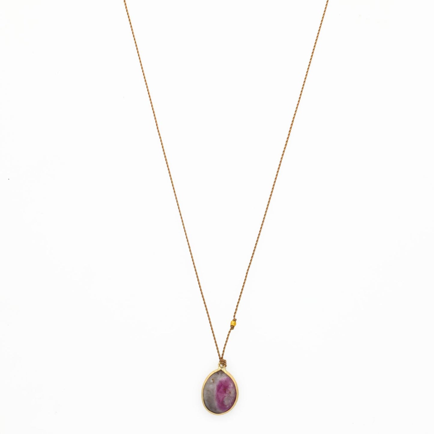 Margaret Solow Jewelry | Opaque Ruby + 14k Gold Drop Necklace | Firecracker