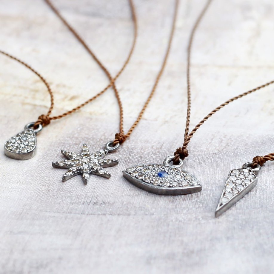 Margaret Solow Jewelry | Pave Diamond "Dagger" Pendent Necklace | Firecracker