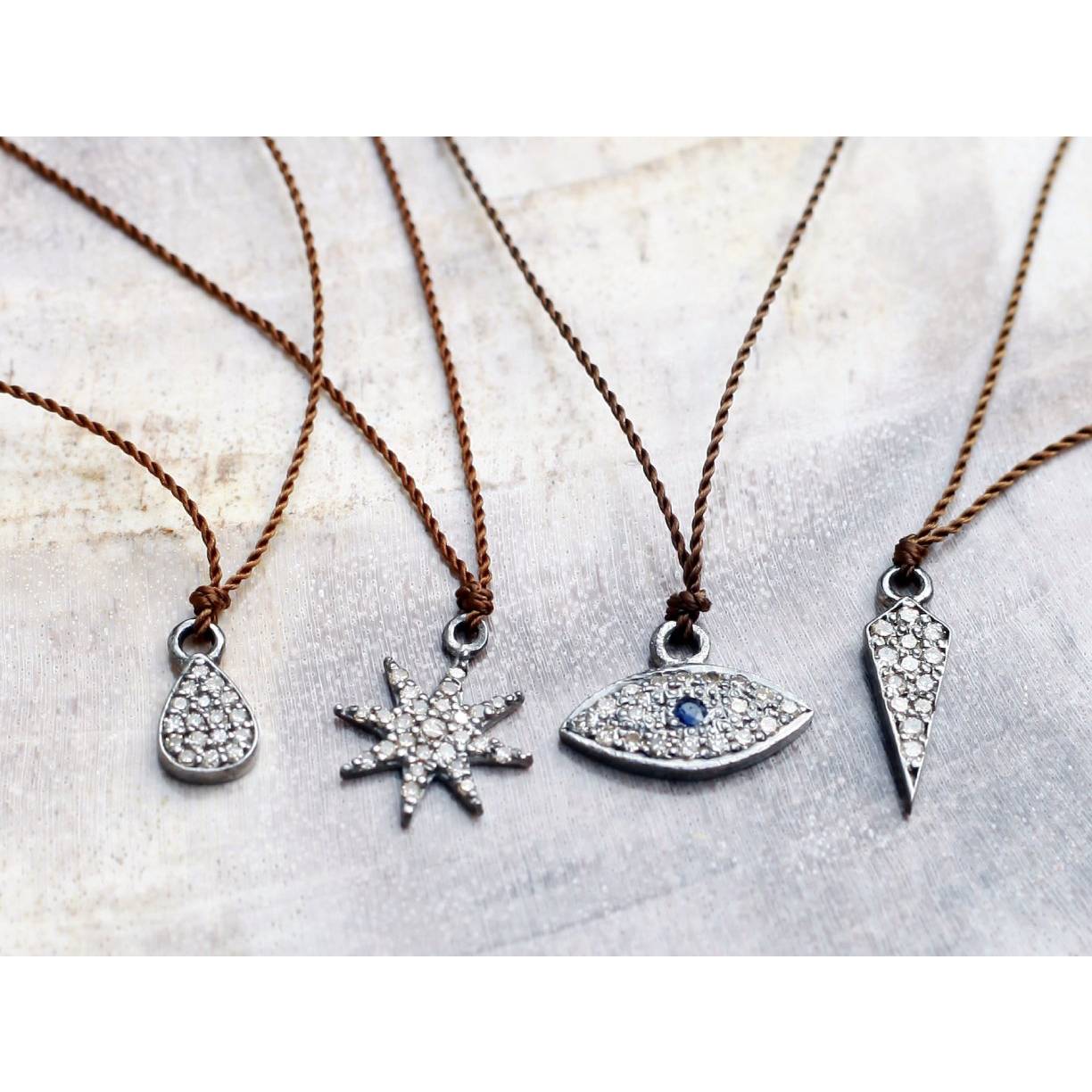 Margaret Solow Studio | Pave Diamond Lightning Bolt + Sterling Silver Pendant Necklace | Firecracker